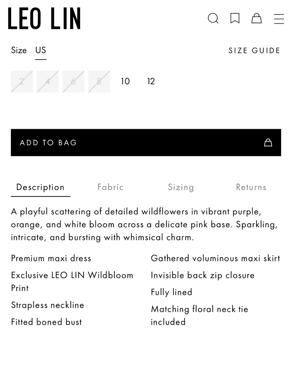 Leo Lin Violet Bustier Maxi Dress in Wildbloom AU8/US4 - Picture 10 of 11